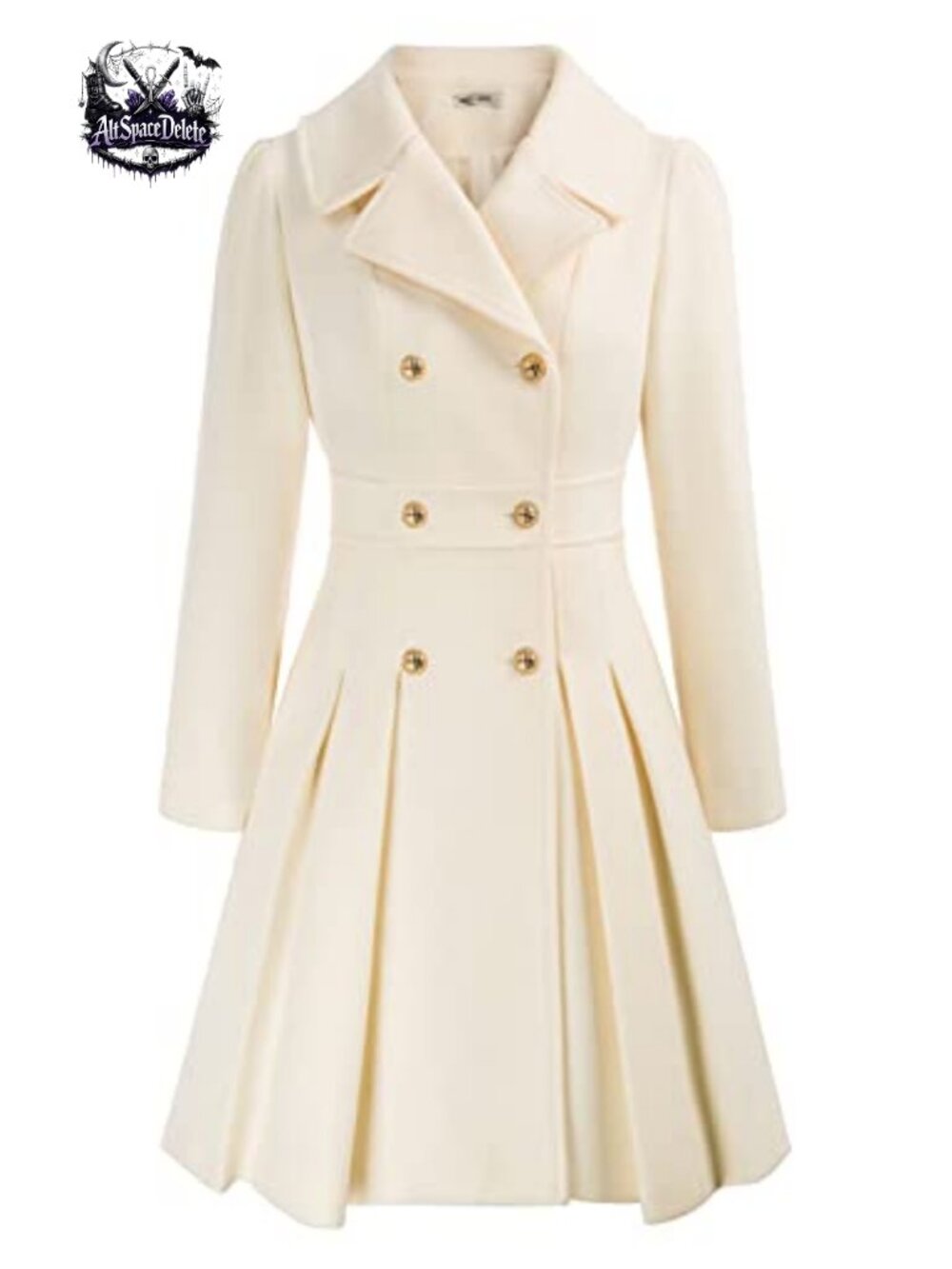 Women's Double Breasted Trench Coat Notch Lapel A-Line Knee Length Overcoat